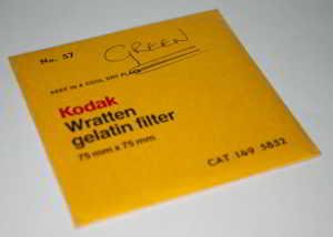 Kodak Wratten 57 Green gelatin filter 75mm square Filter Kodak Wratten 57 Green gelatin filter 75mm square Filter