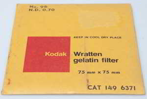 Kodak Wratten 96 ND 0.70 gelatin filter 75mm square Filter Kodak Wratten 96 ND 0.70 gelatin filter 75mm square Filter