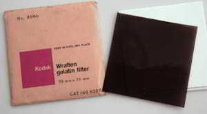 Kodak Wratten 85N6 gelatin filter 75mm square Filter Kodak Wratten 85N6 gelatin filter 75mm square Filter