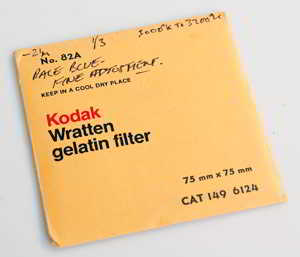Kodak Wratten 82A gelatin filter 75mm square Filter Kodak Wratten 82A gelatin filter 75mm square Filter
