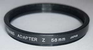 Unbranded Trans Adaptor Z 58mm Lens adaptor Unbranded Trans Adaptor Z 58mm Lens adaptor